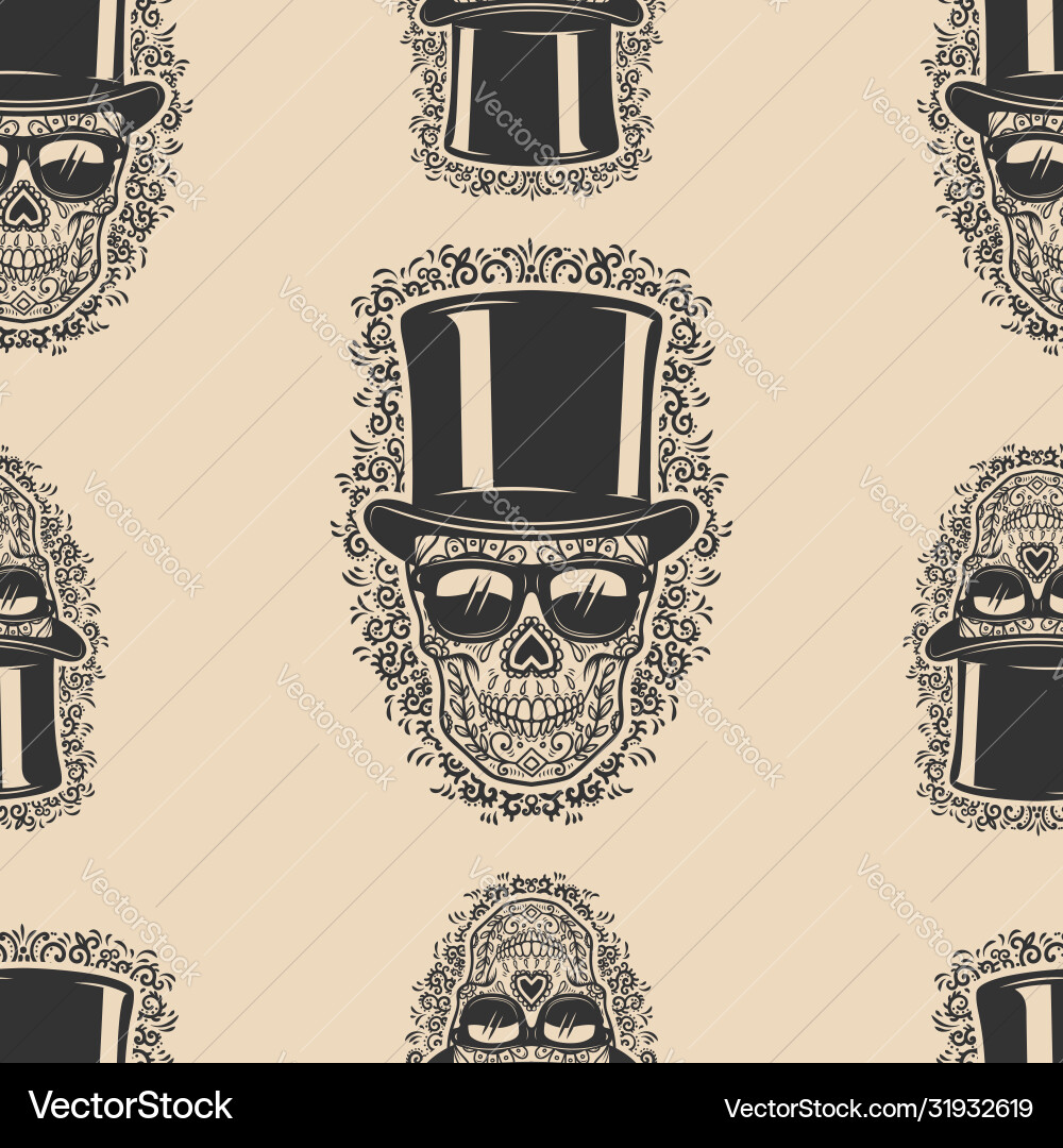 Seamless pattern with sugar skulls design element Seamless pattern with sugar skulls design element vector image