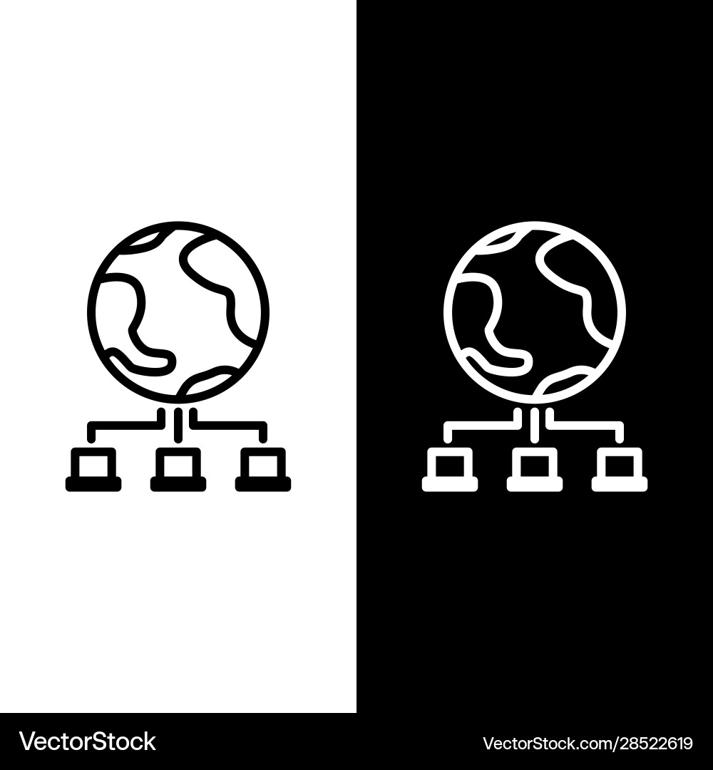Set line computer network icon isolated on black Set line computer network icon isolated on black vector image