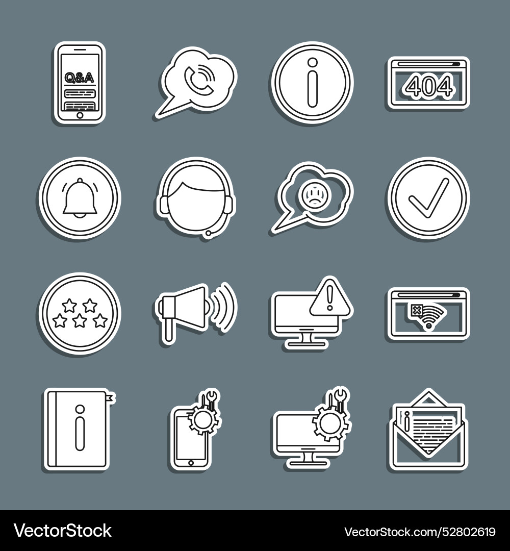 Set line envelope no internet connection check Set line envelope no internet connection check vector image