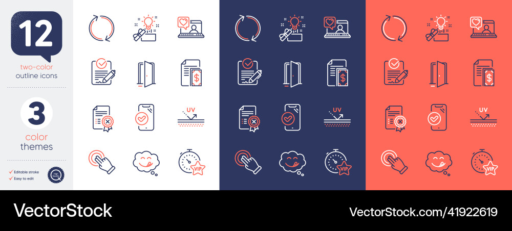 Set of refresh vip timer and approved phone line Set of refresh vip timer and approved phone line vector image