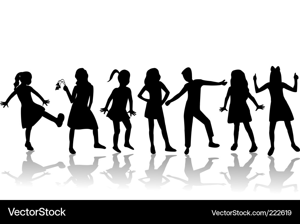 Silhouettes of Children Vector Image
