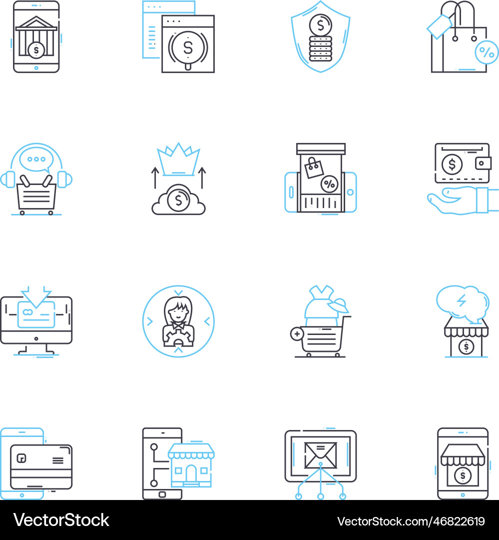 Trading platform linear icons set interface Trading platform linear icons set interface vector image
