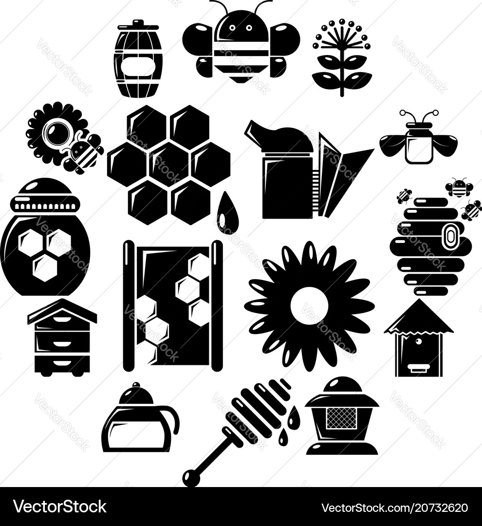 Apiary honey icons set simple style Apiary honey icons set simple style vector image
