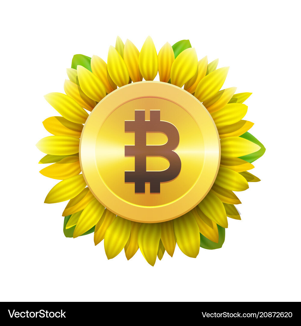Bitcoin Sunflower: Crypto Bloom – Royalty-Free Vector | VectorStock