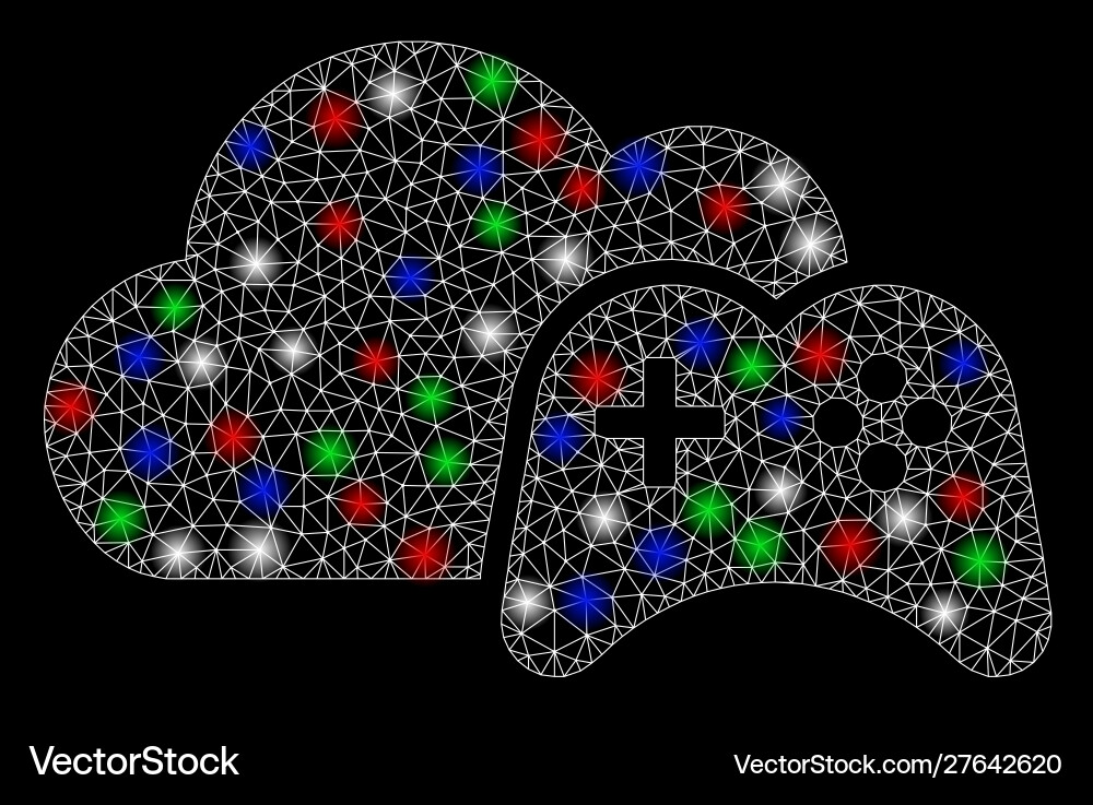 Bright mesh wire frame cloud game controller Bright mesh wire frame cloud game controller vector image