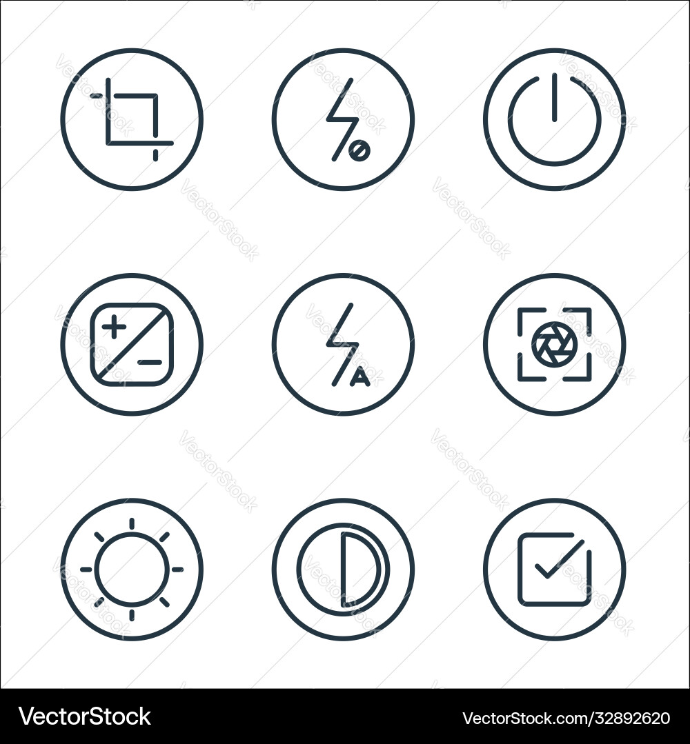 Camera line icons linear set quality vector image