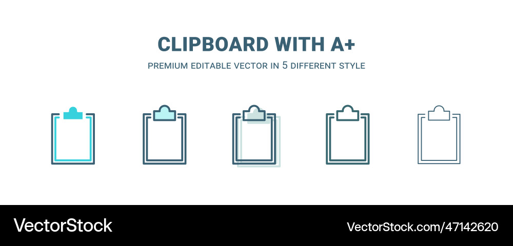 Clipboard with a icon in 5 different style Clipboard with a icon in 5 different style vector image
