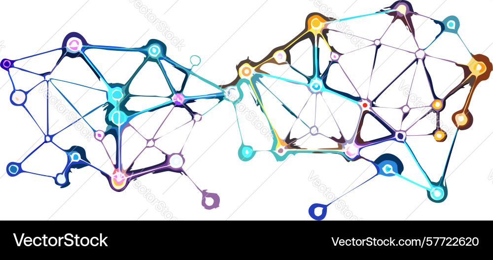 Dynamic abstract scattered interconnected network vector image