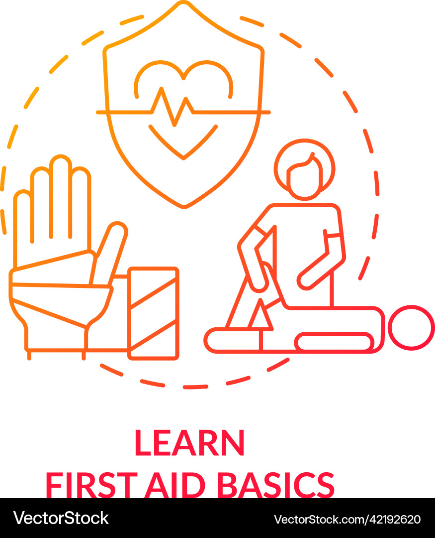 Learn first aid basics red gradient concept icon Vector Image