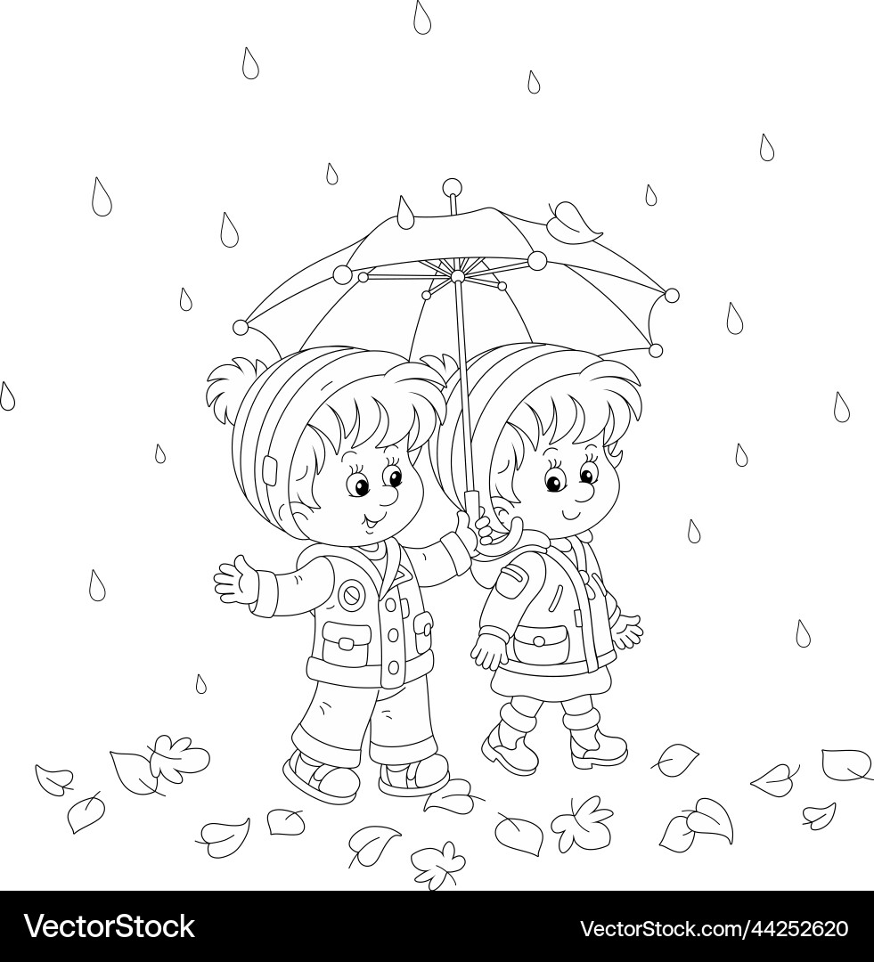 Little boy and girl under an umbrella vector image