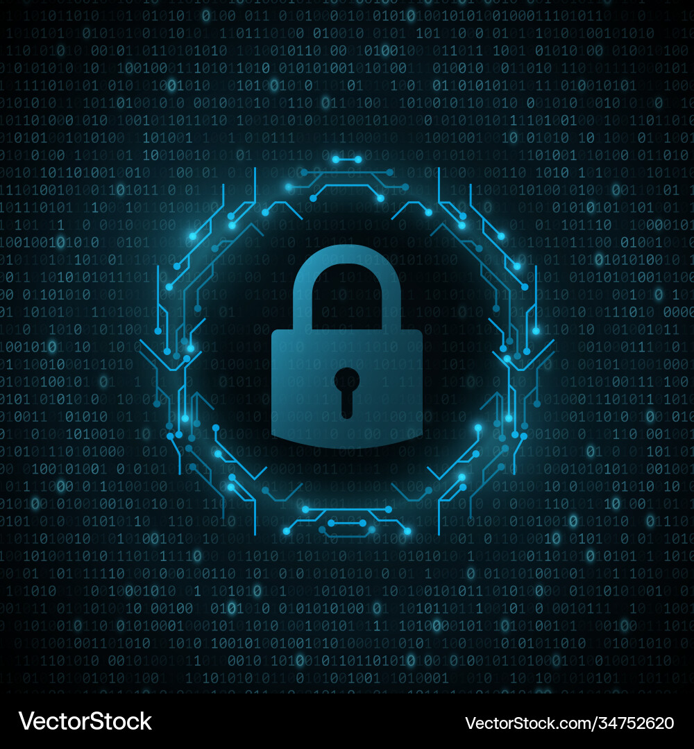 Lock icon in frame circuit computer board Vector Image