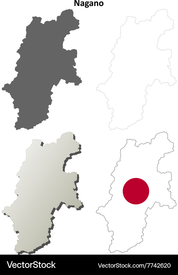 Nagano blank outline map set Vector Image