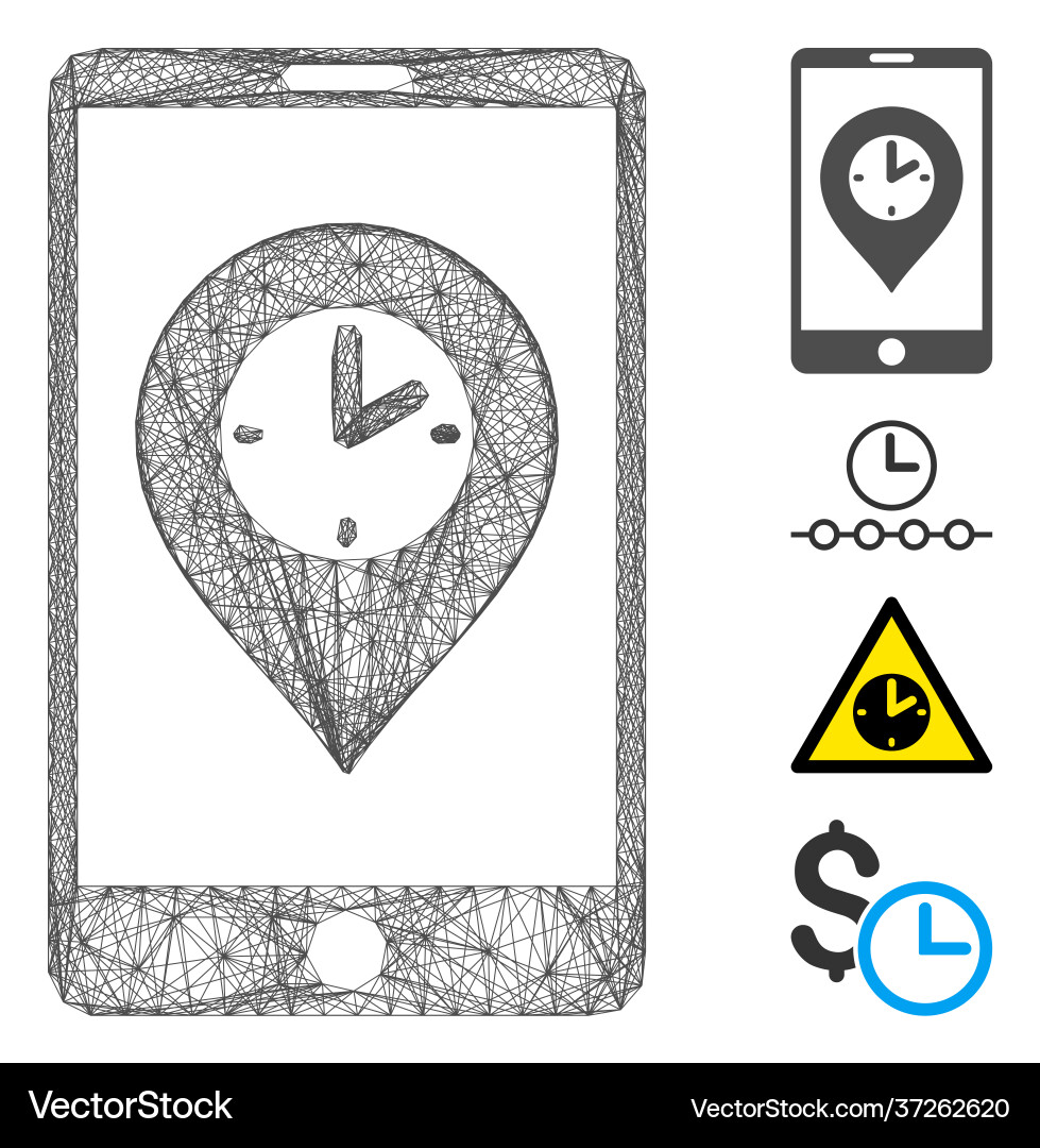 Net mobile time pointer mesh Net mobile time pointer mesh vector image