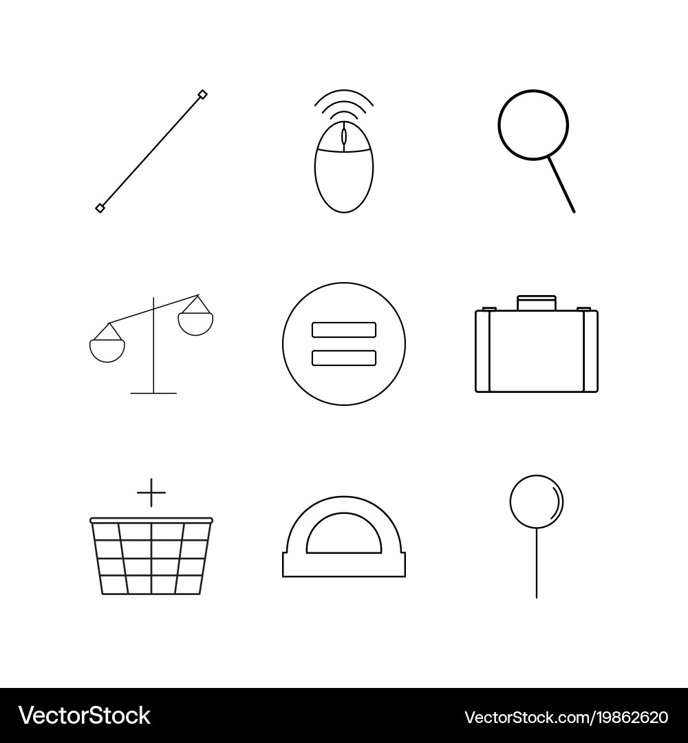 Office linear icon set simple outline icons vector image