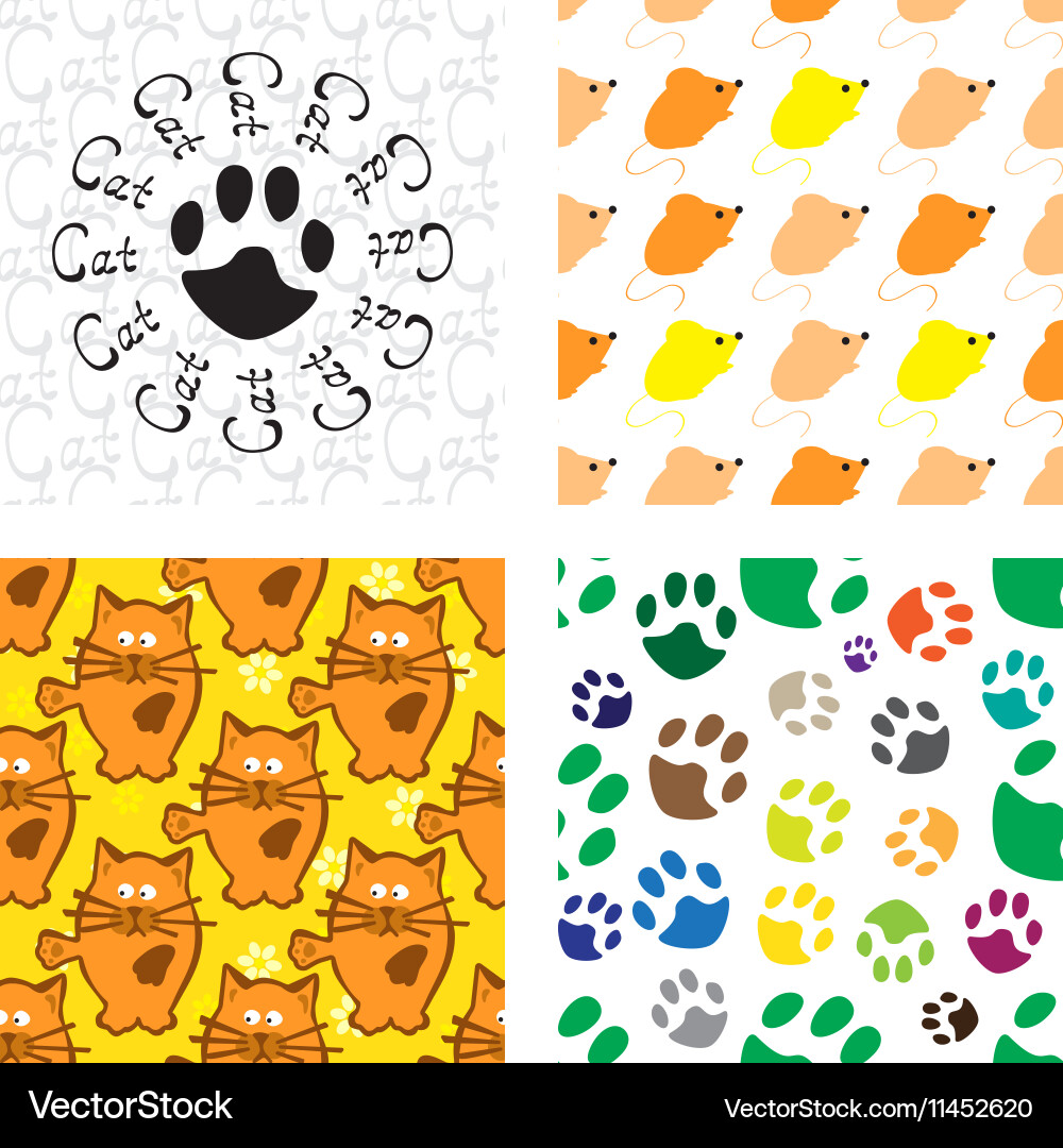 Pattern with cat and mouse Vector Image