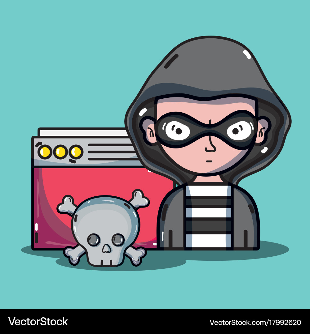 Person hacker to programmer virus in the system vector image