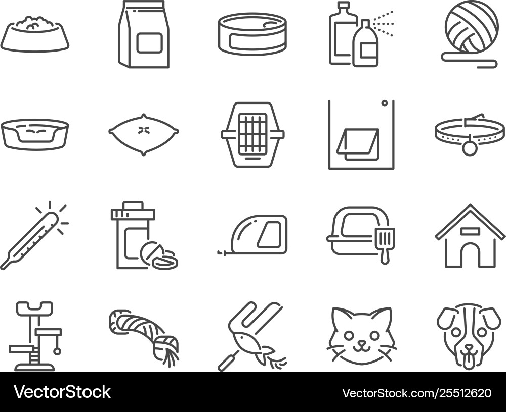 Pet shop line icon set vector image