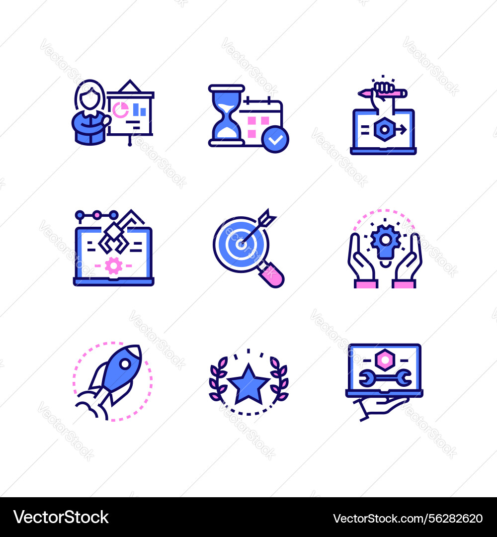 Project development phases - line design style Project development phases - line design style vector image