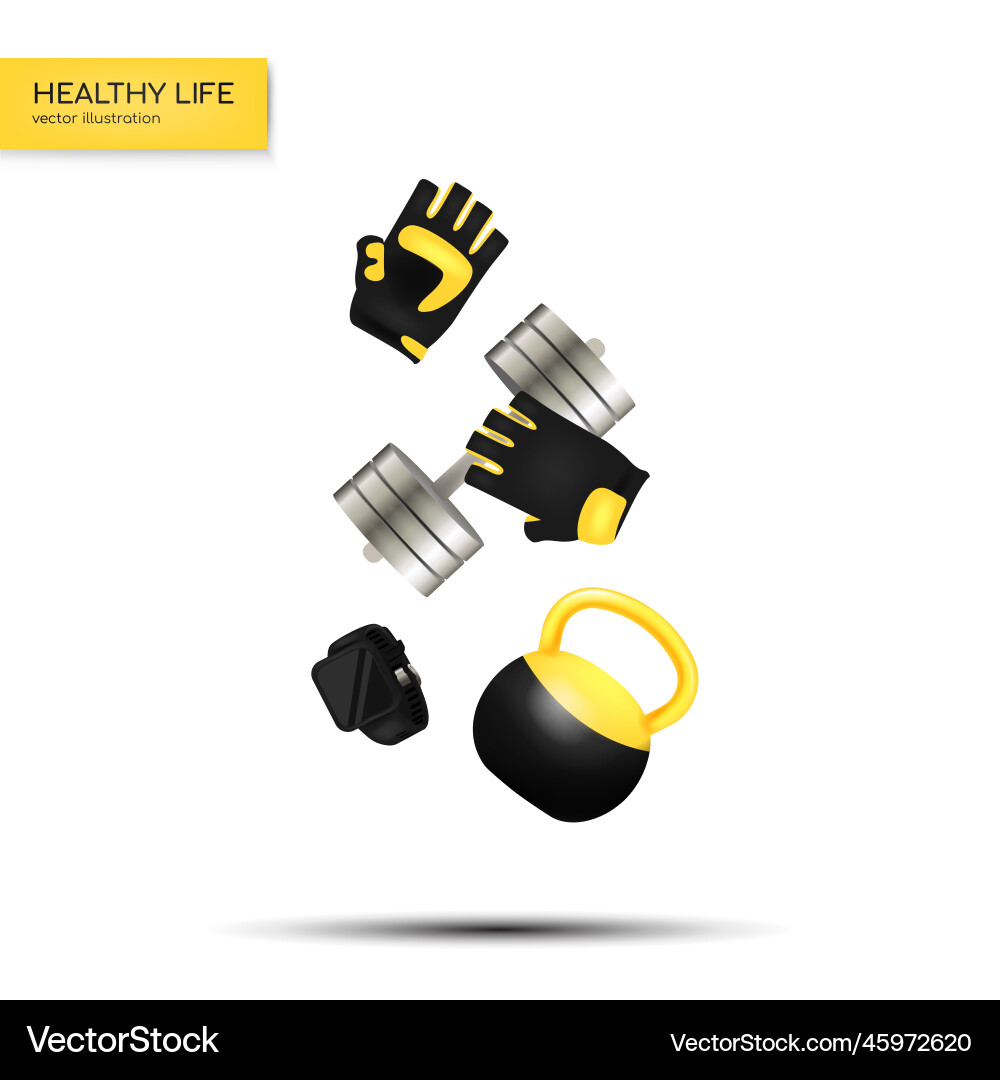 Realistic fitness composition Realistic fitness composition vector image