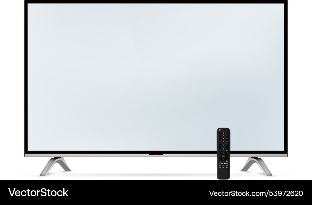 Realistischer tv leerer Bildschirm mit Fernbedienung Realistischer tv leerer Bildschirm mit Fernbedienung vektorbild