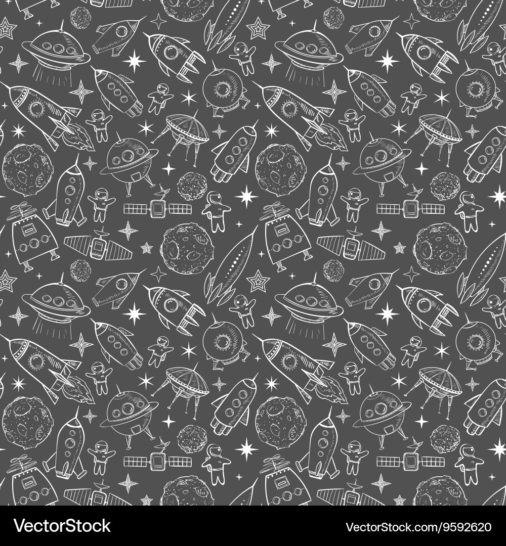 Seamless background with space elements Vector Image
