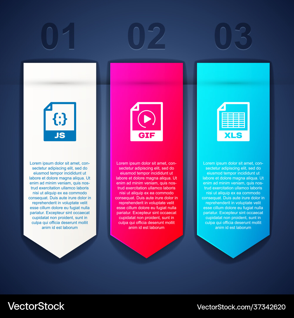 Set js file document gif and xls business Set js file document gif and xls business vector image
