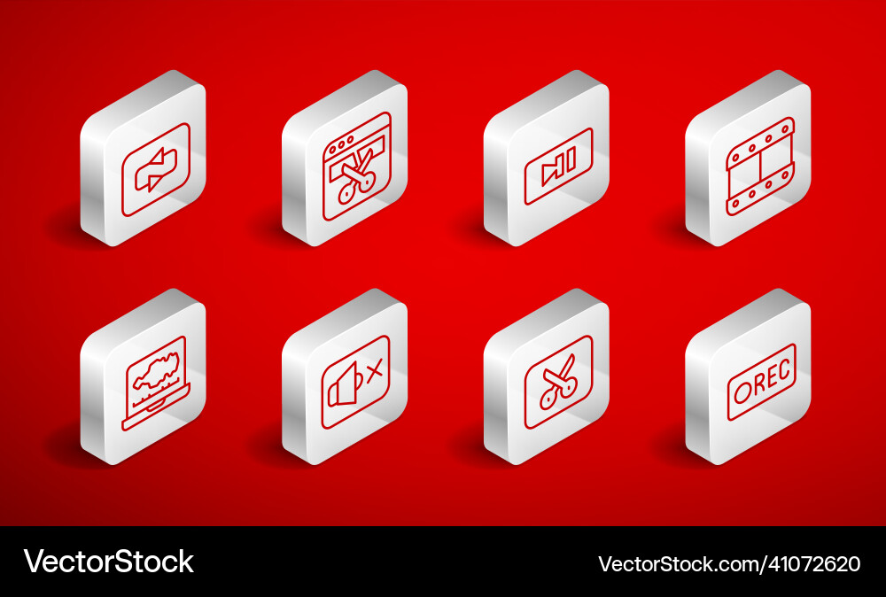Set line record button video recorder editor Set line record button video recorder editor vector image