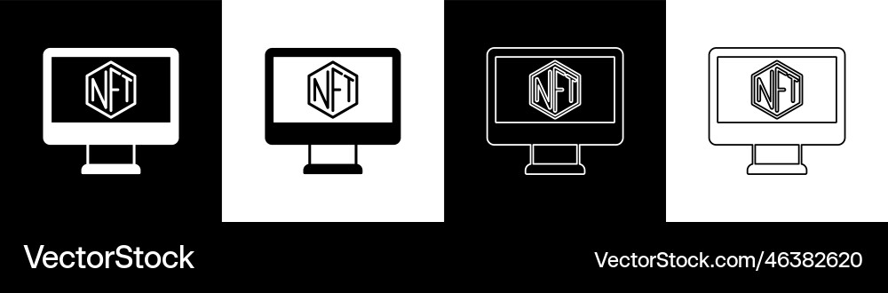 Set monitor with art store app icon isolated Set monitor with art store app icon isolated vector image