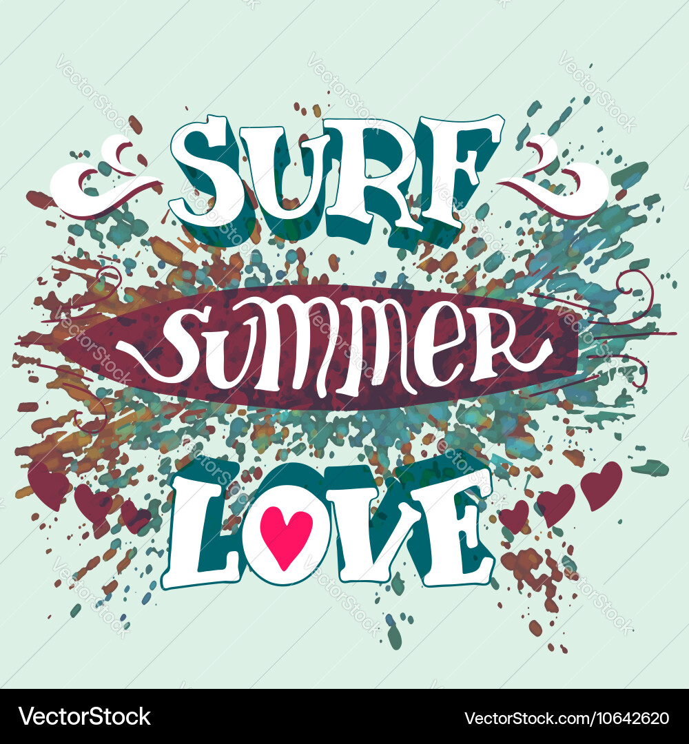 Surf Sommer Liebe Handschrift vektorbild