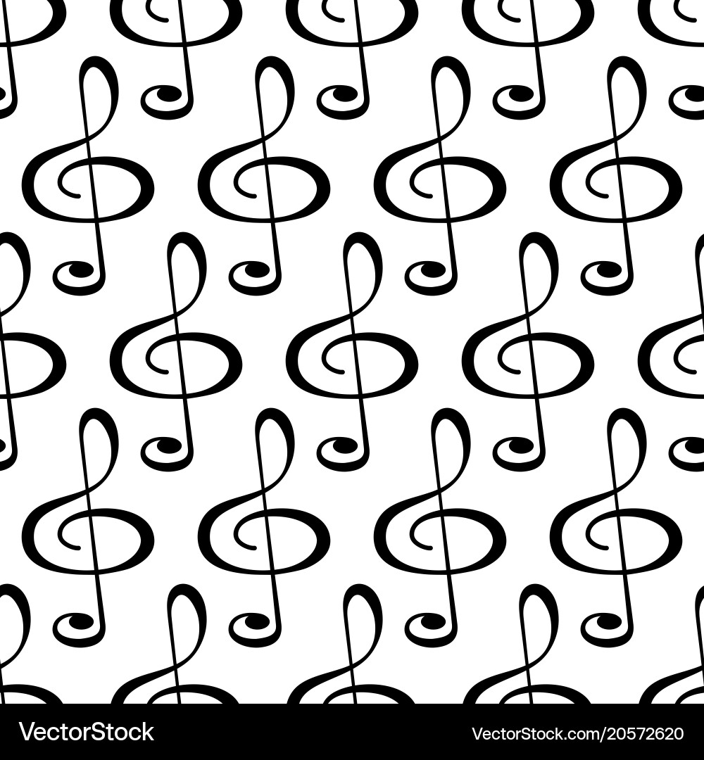 Treble Clef Pattern - Musical Notation Vector Image