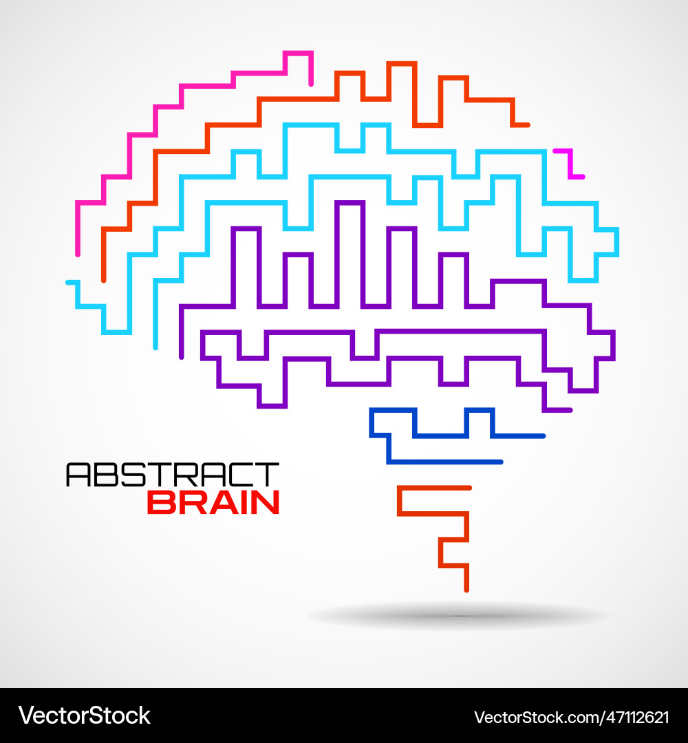 Abstract brain with colorful lines in the style Vector Image