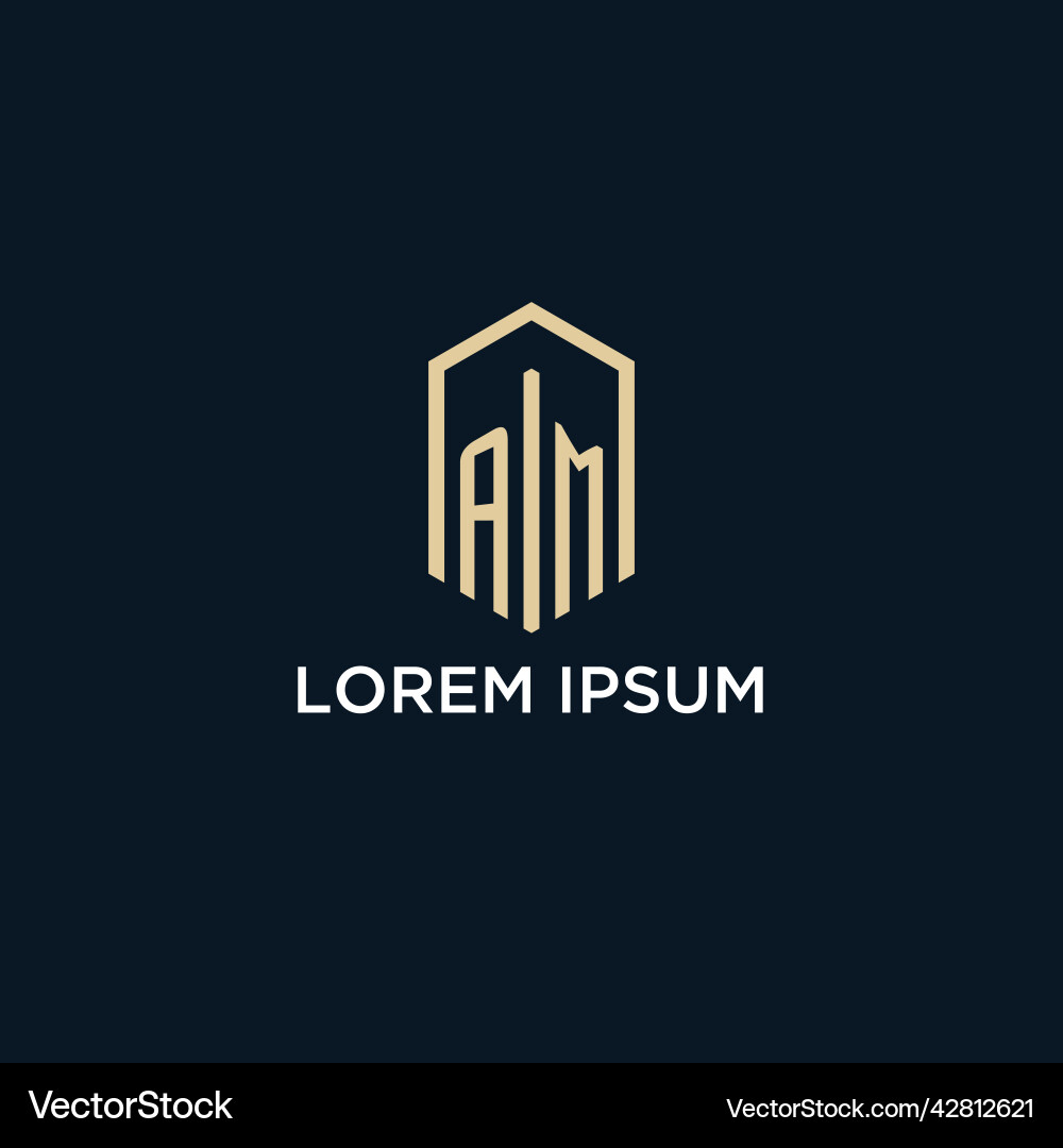 Am initial monogram logo with hexagonal shape Vector Image
