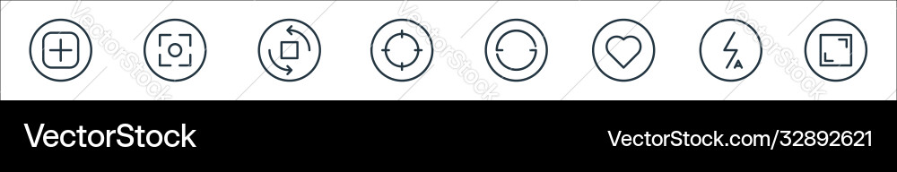 Camera line icons linear set quality vector image