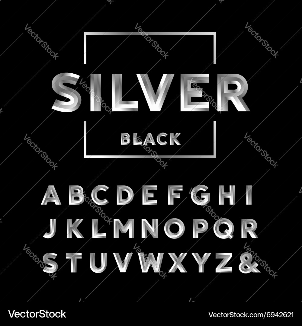 Chrome Silver Typeface Alphabet vector image