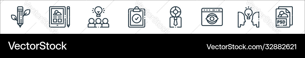Design thinking line icons linear set quality Design thinking line icons linear set quality vector image