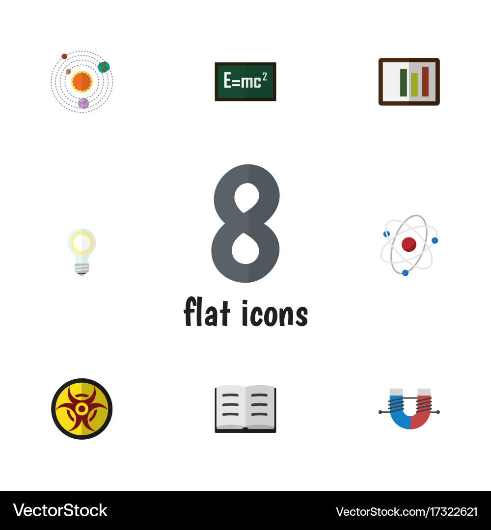 Flat icon knowledge set of lightbulb theory vector image