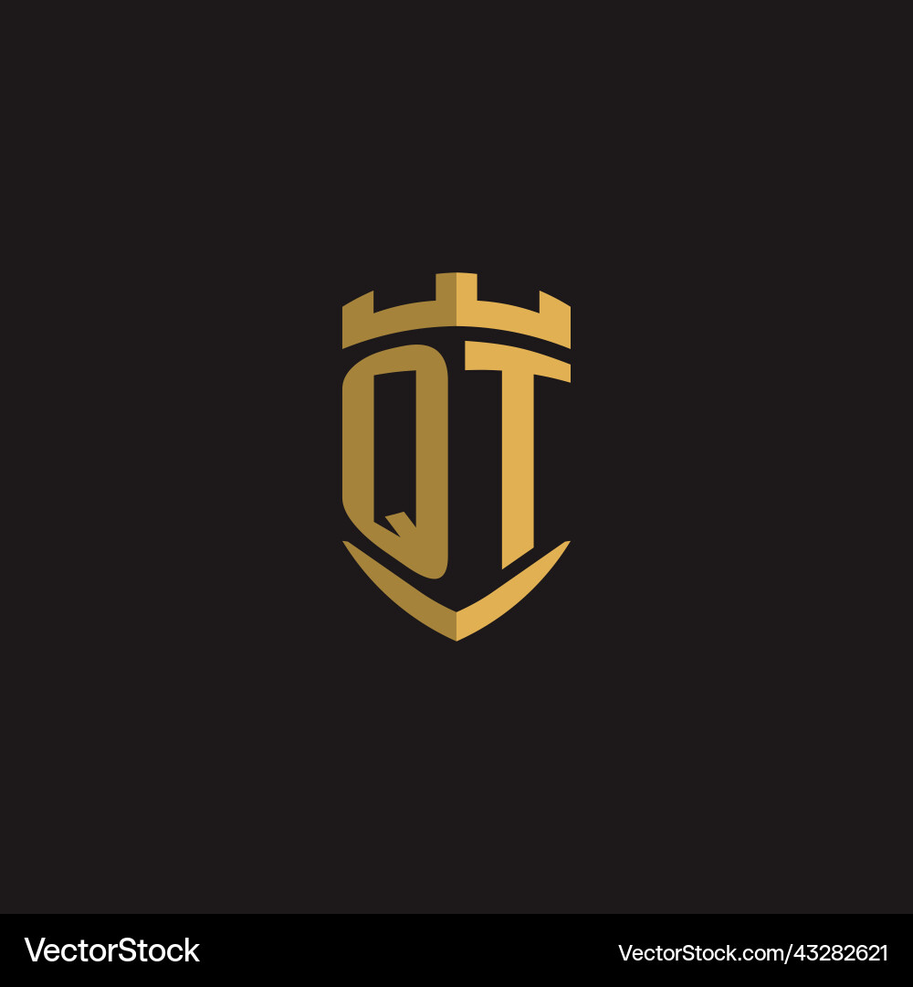 Initials qt logo monogram with shield style design Initials qt logo monogram with shield style design Vector Image