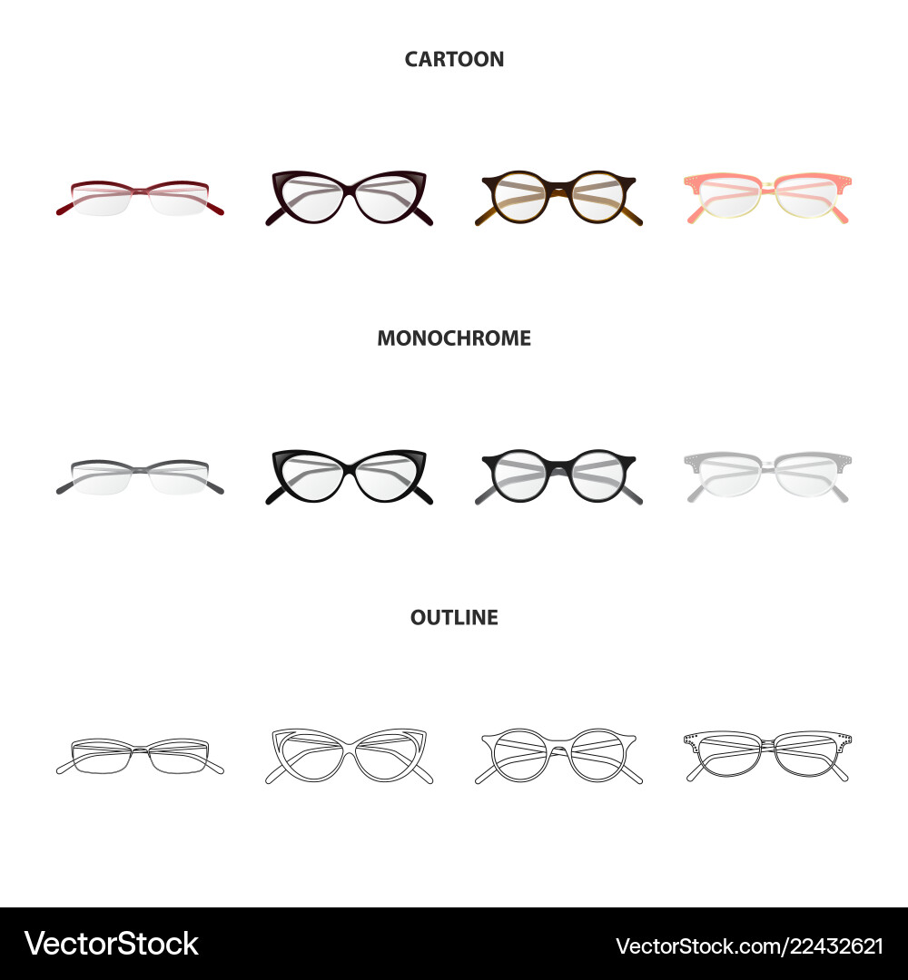 Isolated object of glasses and frame sign set Vector Image