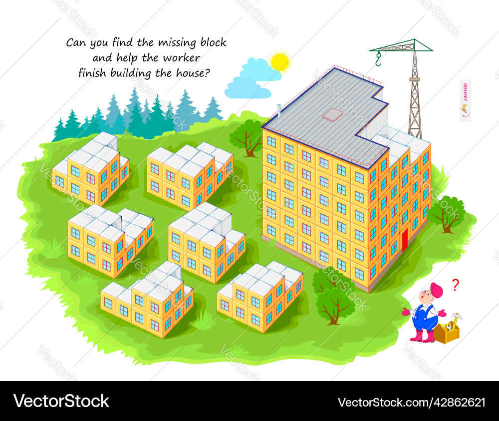 Logic game for smartest 3d puzzle can you find Logic game for smartest 3d puzzle can you find vector image