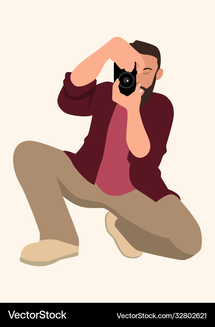 Man holding photo camera Vector Image