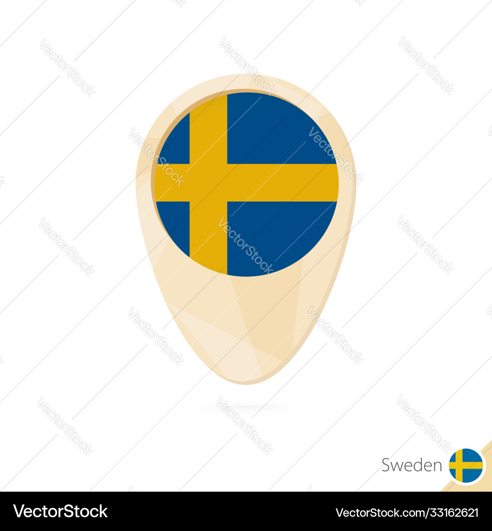 Map pointer with flag sweden orange abstract Vector Image