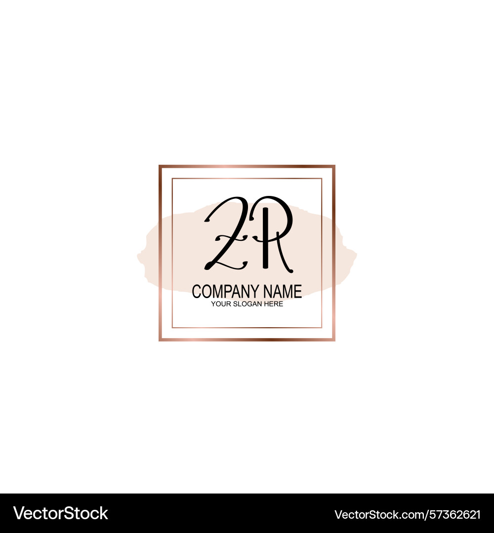 Minimalist handwritten zr initial logos with soft Vector Image