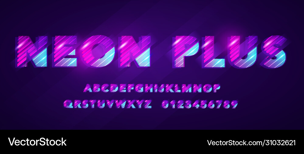 Neon Cyberpunk Glitch Font vector image