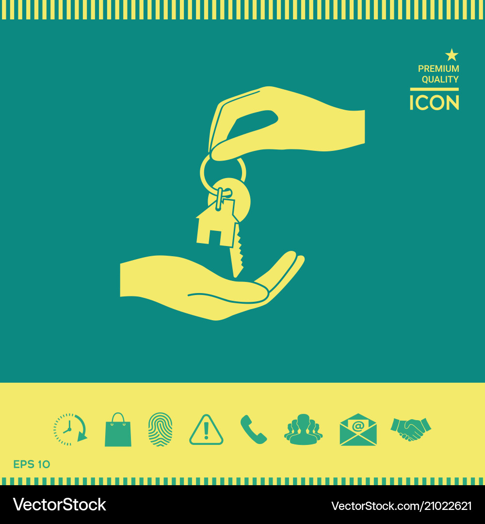 Receiving the key with keychain shaped like Vector Image