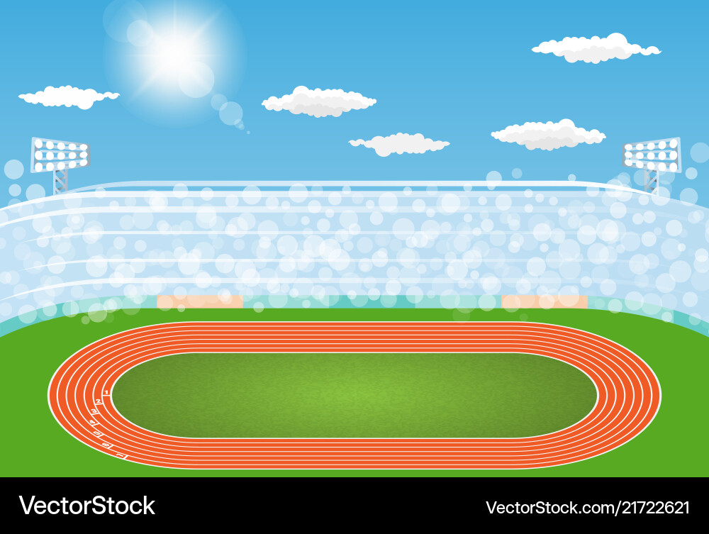 Running track arena field with day design Running track arena field with day design vector image