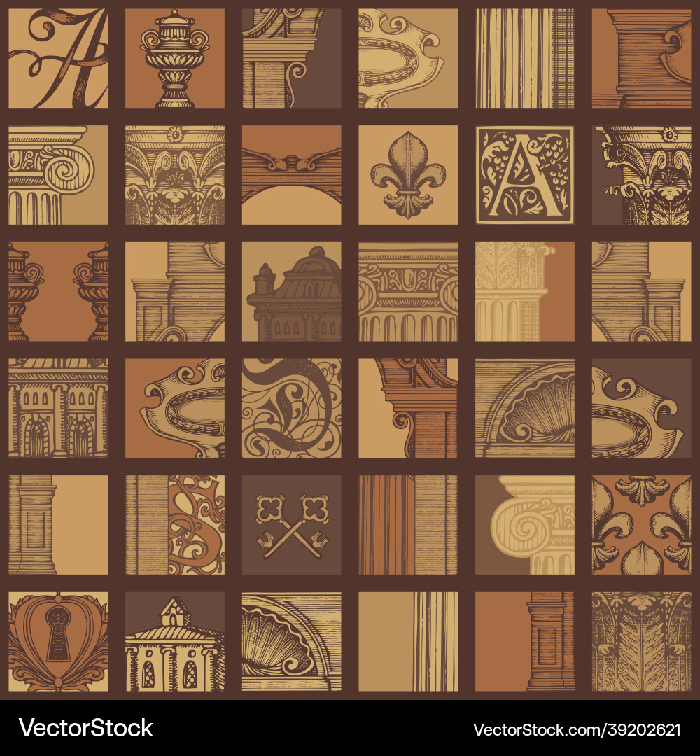 Seamless pattern on the theme of old architecture Seamless pattern on the theme of old architecture vector image