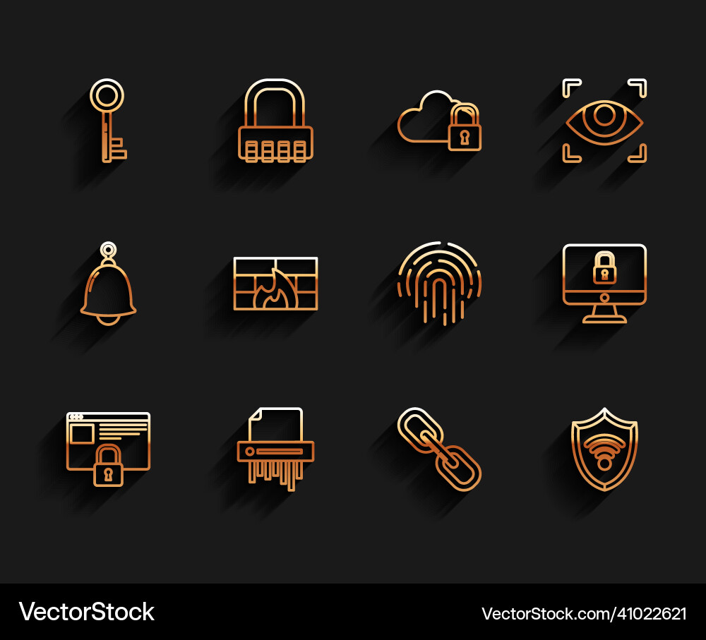Set line secure your site with https key chain Set line secure your site with https key chain vector image