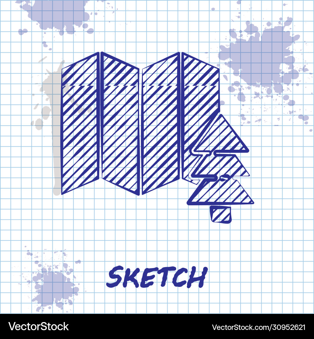 Sketch line location forest on a map icon Sketch line location forest on a map icon vector image