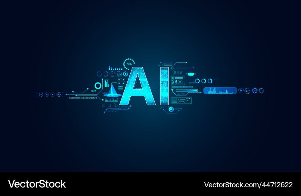 Abstract artificial intelligence on atomic Abstract artificial intelligence on atomic vector image