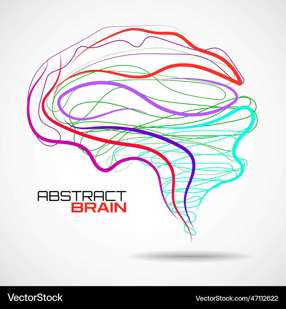 Abstract brain with colorful lines vector image